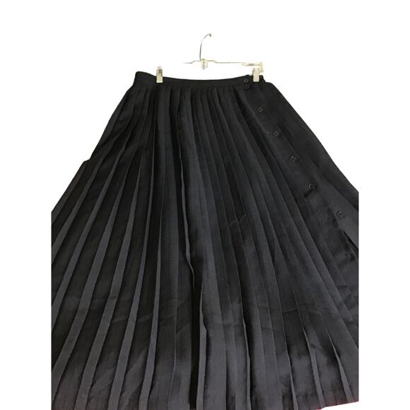 Vintage Women Pleated  Mid length Black Skirt Sz. 10 Portara By Bruestle EUC - Picture 2 of 9